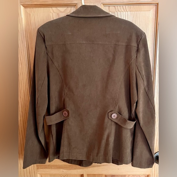Notations Brown Blazer Size M Buttons Back Enhancements Faux Suede Classic Class - Picture 6 of 11